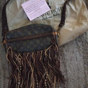 Vintage Boho repurposed Louis Vuitton Bag